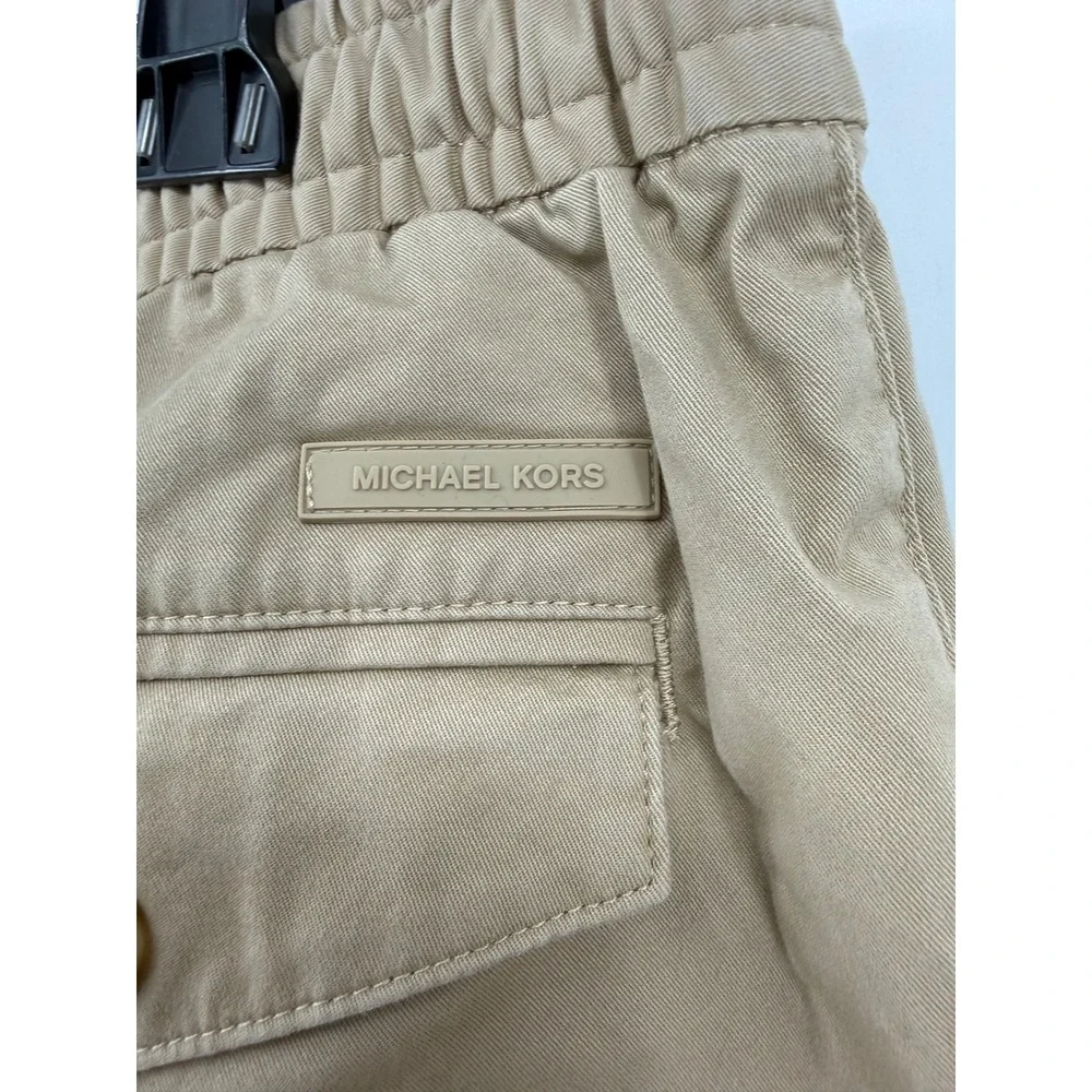 Michael Kors Men Khaki Cargo Pants Tan 32/30 CR3301W6W8 Elastic Waist Drawstring